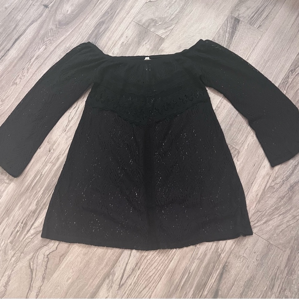 Cover-up Swim Suit - The Collection Black Off-the-Shoulder Bell Sleeve